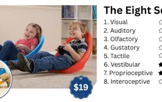 Children using sensory rocking chairs to promote balance, focus, and calmness at OrbRom Center in Phnom Penh